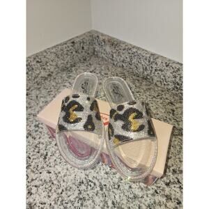 Super Jack Clear Rhinestone Cheetah Print Sandals